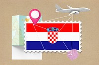 Croatia travel, stamp tourism collage illustration