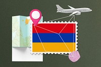 Armenia travel, stamp tourism collage illustration