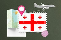 Georgia travel, stamp tourism collage illustration