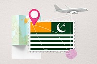 Azad Kashmir travel, stamp tourism collage illustration