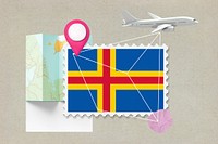 åland travel, stamp tourism collage illustration