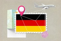 Germany travel, stamp tourism collage illustration