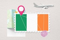 Ireland travel, stamp tourism collage illustration