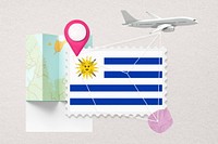 Uruguay travel, stamp tourism collage illustration