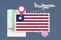 Liberia travel, stamp tourism collage illustration