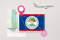 Belize travel, stamp tourism collage illustration