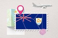 Anguilla travel, stamp tourism collage illustration