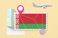 Belarus travel, stamp tourism collage illustration