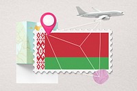 Belarus travel, stamp tourism collage illustration