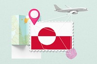 Travel, stamp tourism collage illustration