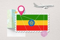 Ethiopia travel, stamp tourism collage illustration