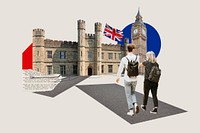 Study in UK, education photo collage psd