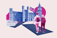 Study in UK, education photo collage psd