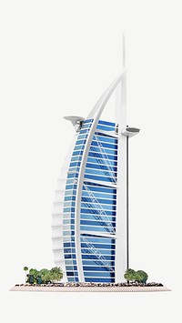 UAE Burj Al Arab building collage element psd