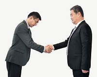 Asian businessman greeting boss collage element psd