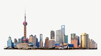 Shanghai cityscape collage element psd