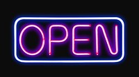 Pink neon bar open sign collage element psd