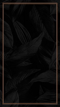 Black botanical gold frame iPhone wallpaper background