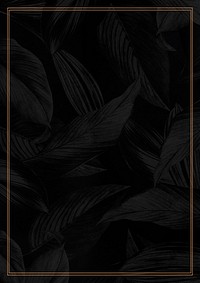 Black botanical gold frame background design