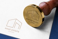 Logo stamp mockup, real estate business branding psd