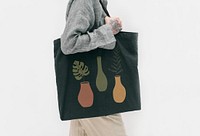 Tote bag mockup, plant lover aesthetic design psd