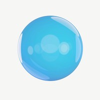 3D blue crystal ball, collage element psd