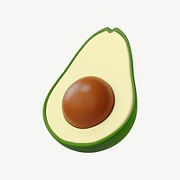 3D avocado fruit, collage element psd