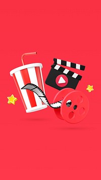 3D film entertainment collage, element illustration