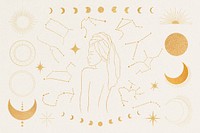 Gold spa design elements set psd