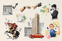 Vintage finance collage element set psd. Remixed by rawpixel.