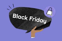 Black Friday word, speech bubble paper craft