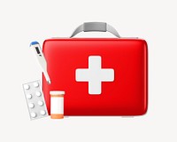 3D first aid box, element illustration