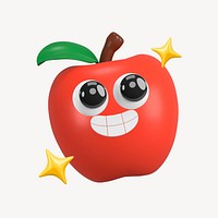 3D smiling apple, element illustration