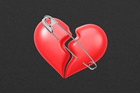 3D broken heart, element illustration