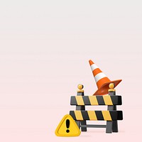 Traffic construction warning background, 3D illustration