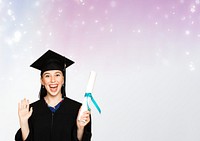 Happy graduate woman background, education image