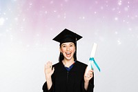 Happy graduate woman background, education image