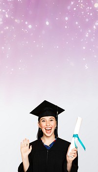 Happy graduate woman iPhone wallpaper, education image