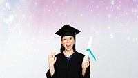 Happy graduate woman background, education image