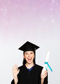 Happy graduate woman background, education image