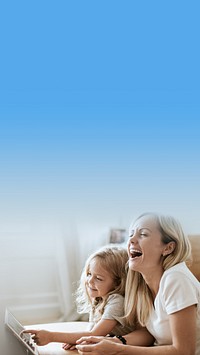 Mom and daughter laughing iPhone wallpaper