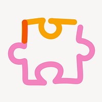 Pink puzzle pop doodle line art vector