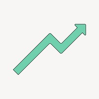 Green upward arrow, flat business graphic vector