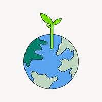 Sprout growing globe, environment collage element vector