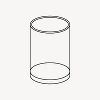 Empty water glass, flat object collage element vector