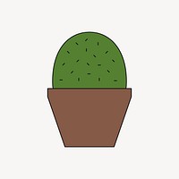 Cactus houseplant pot, flat illustration