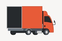Orange truck, flat vehicle collage element vector