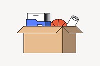 Open moving box, flat illustration