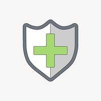 Medical shield icon, flat graphic vector