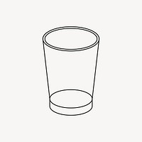 Empty water glass, flat object illustration